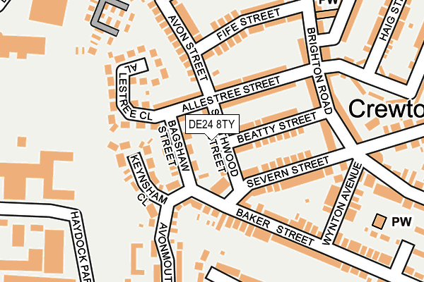 DE24 8TY map - OS OpenMap – Local (Ordnance Survey)