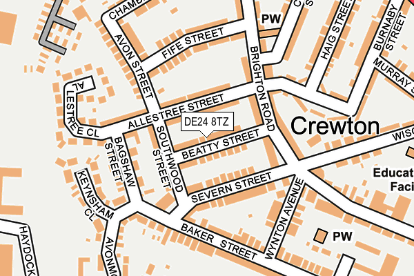 DE24 8TZ map - OS OpenMap – Local (Ordnance Survey)