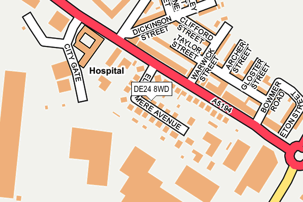DE24 8WD map - OS OpenMap – Local (Ordnance Survey)