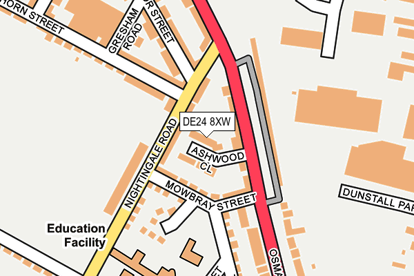 DE24 8XW map - OS OpenMap – Local (Ordnance Survey)