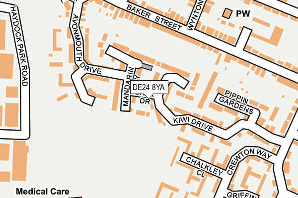 DE24 8YA map - OS OpenMap – Local (Ordnance Survey)
