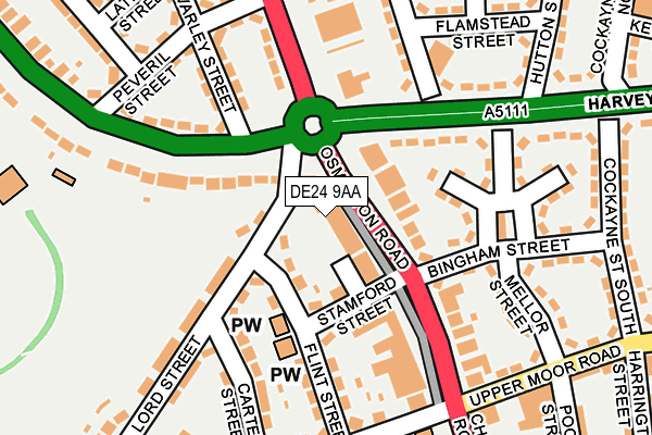 DE24 9AA map - OS OpenMap – Local (Ordnance Survey)