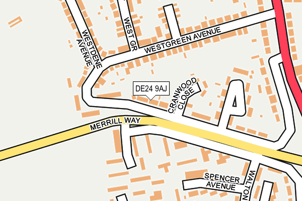 DE24 9AJ map - OS OpenMap – Local (Ordnance Survey)