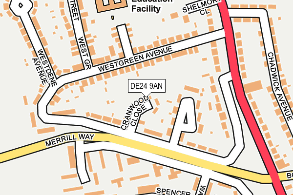 DE24 9AN map - OS OpenMap – Local (Ordnance Survey)