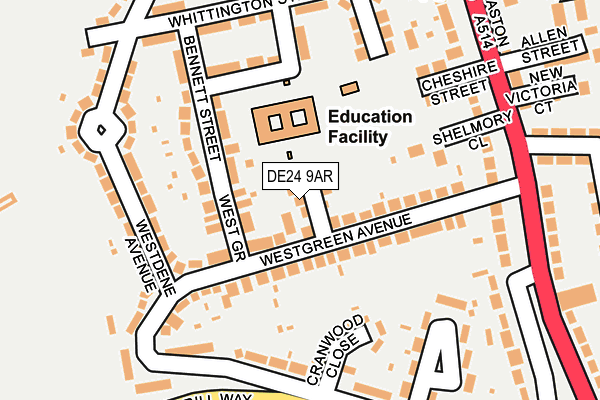 DE24 9AR map - OS OpenMap – Local (Ordnance Survey)