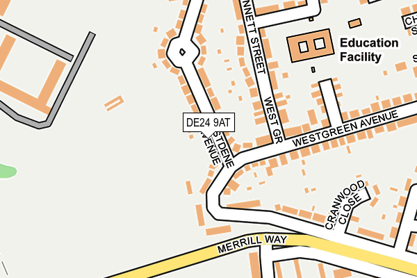 DE24 9AT map - OS OpenMap – Local (Ordnance Survey)