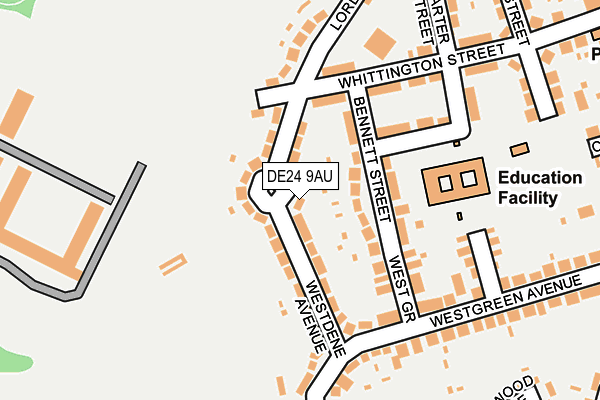 DE24 9AU map - OS OpenMap – Local (Ordnance Survey)
