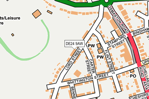 DE24 9AW map - OS OpenMap – Local (Ordnance Survey)