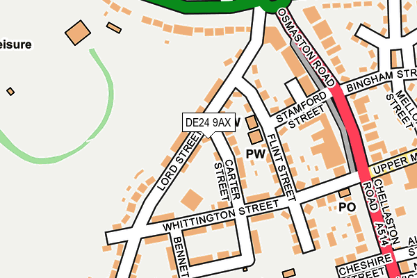 DE24 9AX map - OS OpenMap – Local (Ordnance Survey)