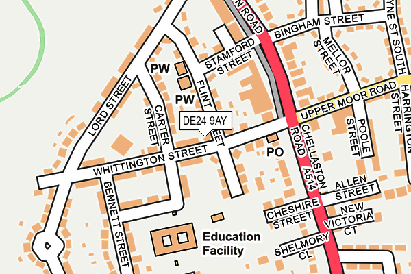 DE24 9AY map - OS OpenMap – Local (Ordnance Survey)