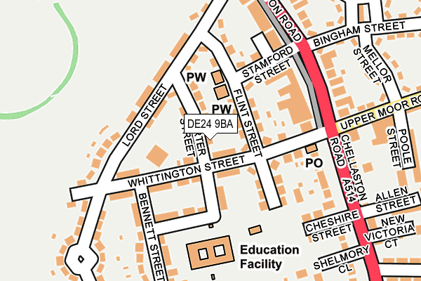 DE24 9BA map - OS OpenMap – Local (Ordnance Survey)