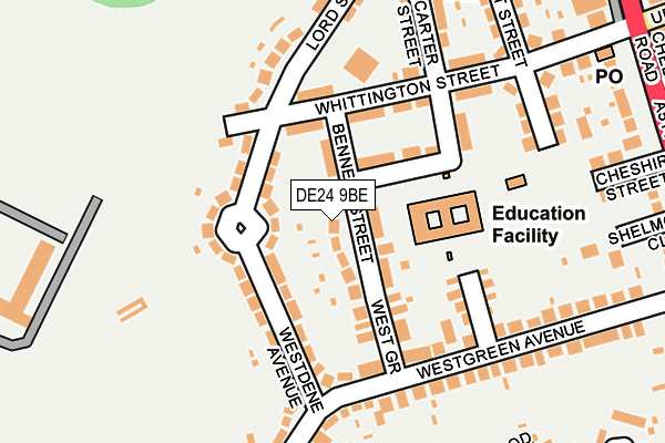 DE24 9BE map - OS OpenMap – Local (Ordnance Survey)