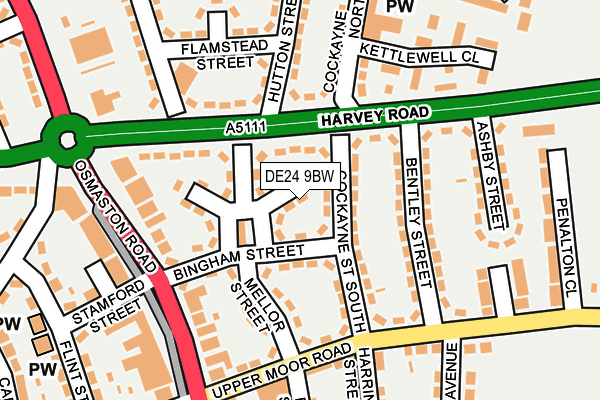 DE24 9BW map - OS OpenMap – Local (Ordnance Survey)