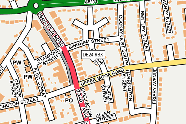 DE24 9BX map - OS OpenMap – Local (Ordnance Survey)
