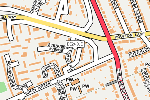DE24 9JE map - OS OpenMap – Local (Ordnance Survey)