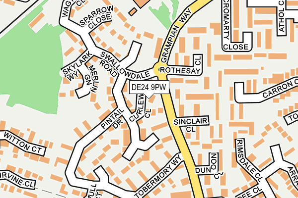 DE24 9PW map - OS OpenMap – Local (Ordnance Survey)