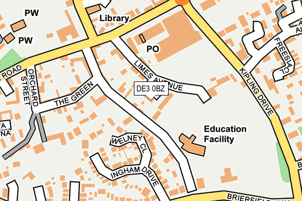 DE3 0BZ map - OS OpenMap – Local (Ordnance Survey)