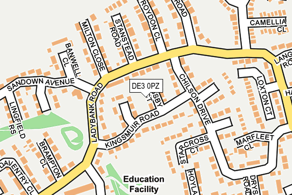 DE3 0PZ map - OS OpenMap – Local (Ordnance Survey)