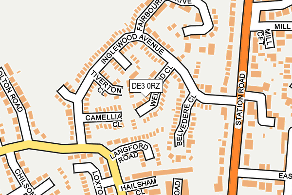 DE3 0RZ map - OS OpenMap – Local (Ordnance Survey)