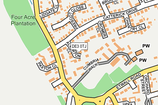 DE3 0TJ map - OS OpenMap – Local (Ordnance Survey)