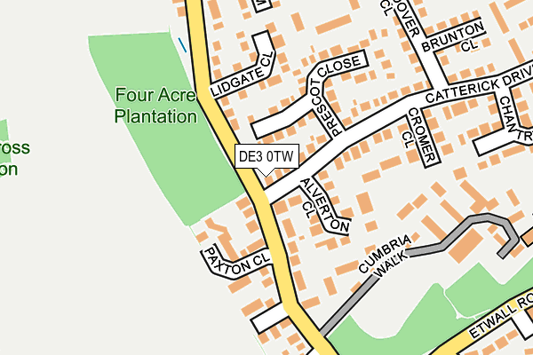 DE3 0TW map - OS OpenMap – Local (Ordnance Survey)