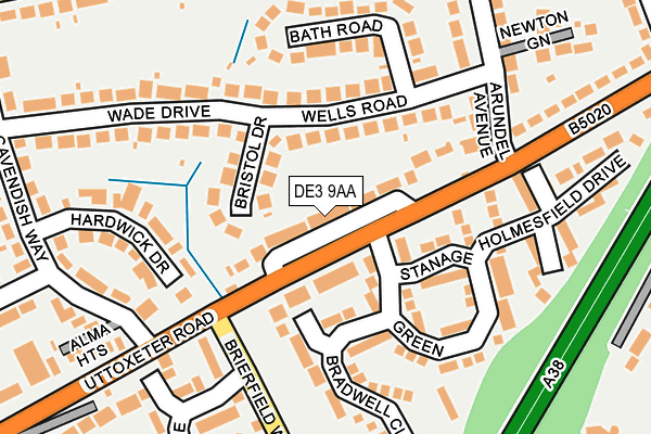 DE3 9AA map - OS OpenMap – Local (Ordnance Survey)