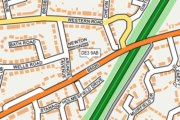 DE3 9AB map - OS OpenMap – Local (Ordnance Survey)