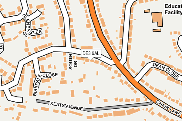DE3 9AL map - OS OpenMap – Local (Ordnance Survey)