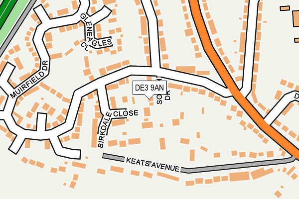 DE3 9AN map - OS OpenMap – Local (Ordnance Survey)