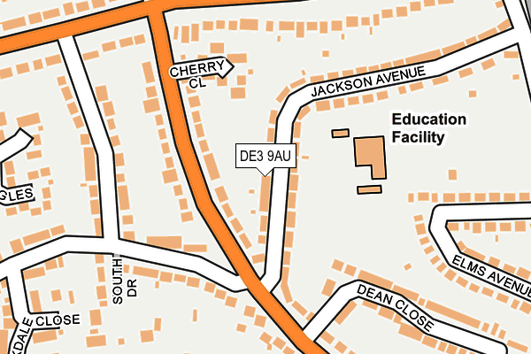 DE3 9AU map - OS OpenMap – Local (Ordnance Survey)