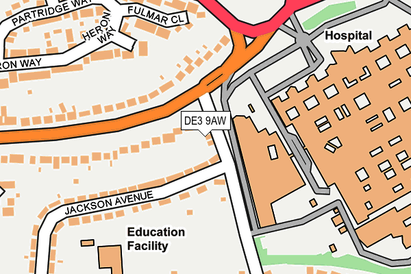 DE3 9AW map - OS OpenMap – Local (Ordnance Survey)