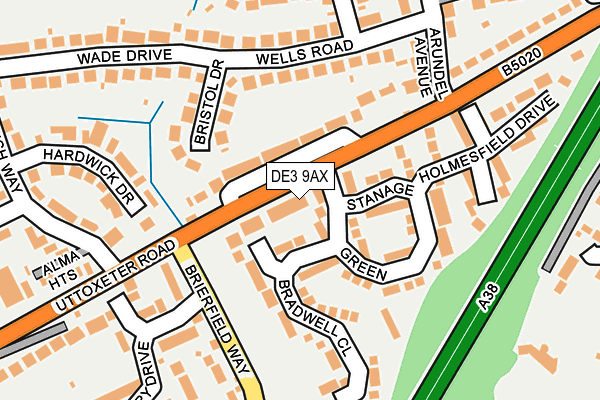 DE3 9AX map - OS OpenMap – Local (Ordnance Survey)