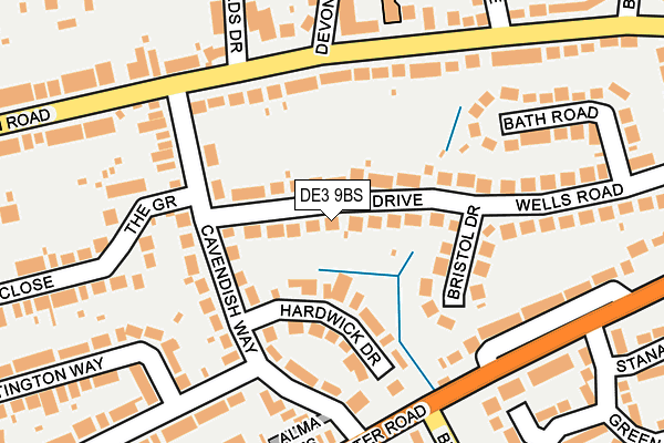 DE3 9BS map - OS OpenMap – Local (Ordnance Survey)