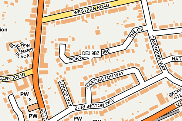 DE3 9BZ map - OS OpenMap – Local (Ordnance Survey)