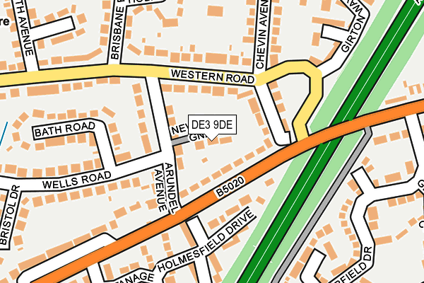 DE3 9DE map - OS OpenMap – Local (Ordnance Survey)