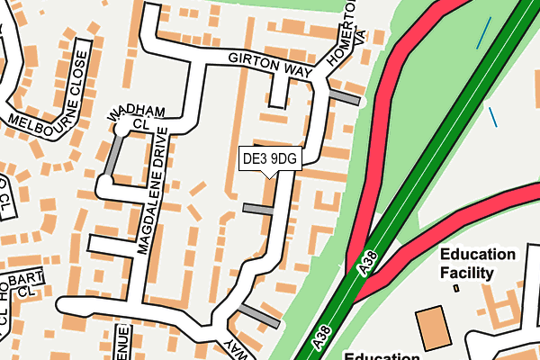 DE3 9DG map - OS OpenMap – Local (Ordnance Survey)