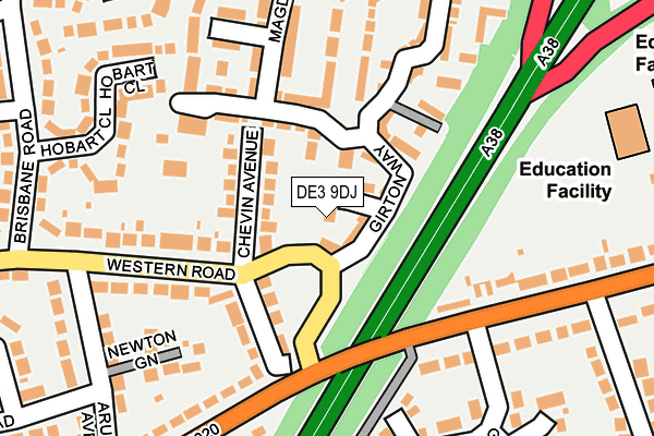 DE3 9DJ map - OS OpenMap – Local (Ordnance Survey)