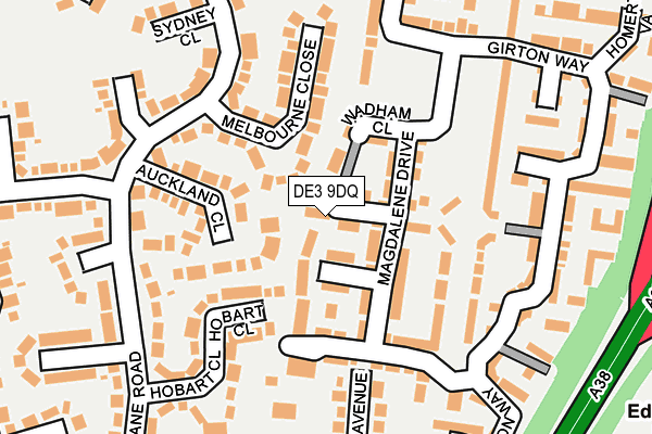 DE3 9DQ map - OS OpenMap – Local (Ordnance Survey)