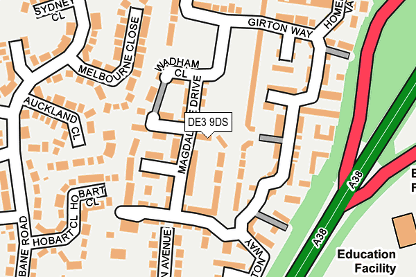 DE3 9DS map - OS OpenMap – Local (Ordnance Survey)