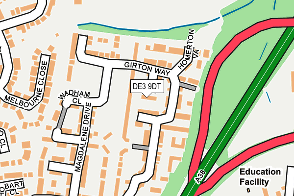 DE3 9DT map - OS OpenMap – Local (Ordnance Survey)