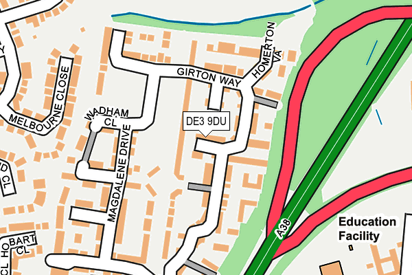DE3 9DU map - OS OpenMap – Local (Ordnance Survey)