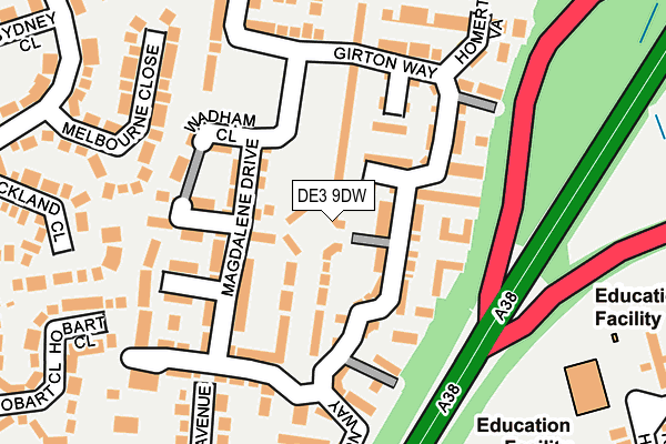 DE3 9DW map - OS OpenMap – Local (Ordnance Survey)