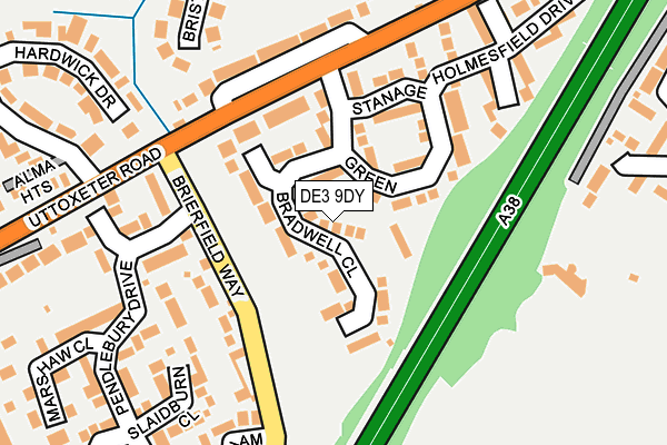 DE3 9DY map - OS OpenMap – Local (Ordnance Survey)