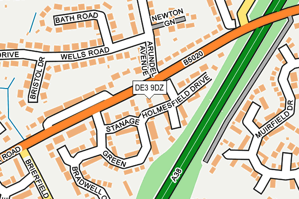 DE3 9DZ map - OS OpenMap – Local (Ordnance Survey)