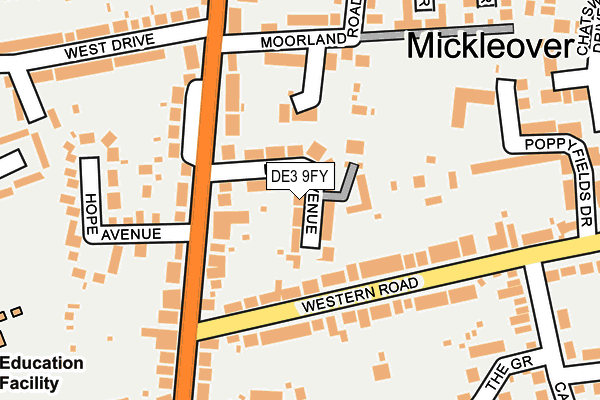 DE3 9FY map - OS OpenMap – Local (Ordnance Survey)