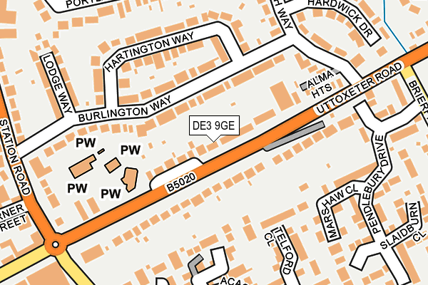 DE3 9GE map - OS OpenMap – Local (Ordnance Survey)