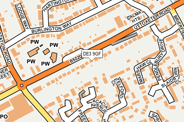 DE3 9GF map - OS OpenMap – Local (Ordnance Survey)