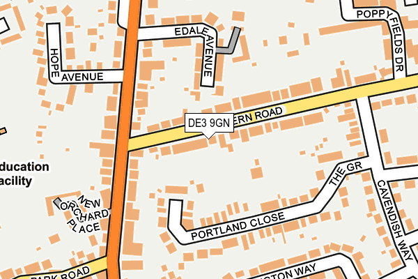 DE3 9GN map - OS OpenMap – Local (Ordnance Survey)
