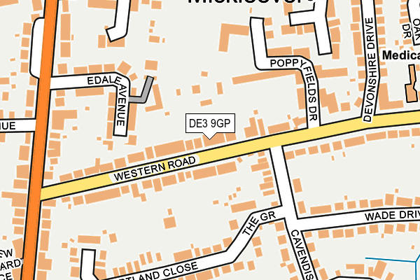 DE3 9GP map - OS OpenMap – Local (Ordnance Survey)