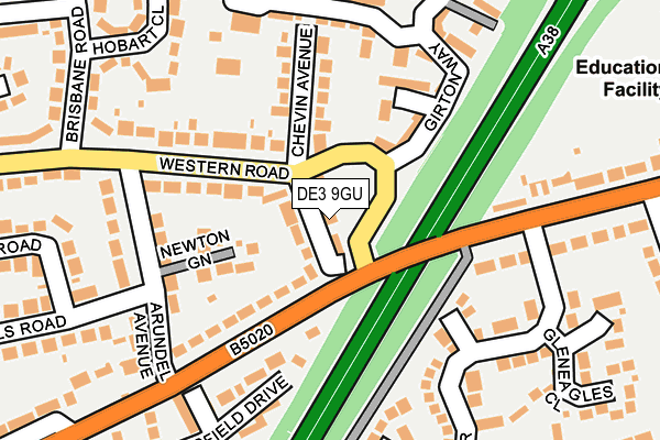 DE3 9GU map - OS OpenMap – Local (Ordnance Survey)